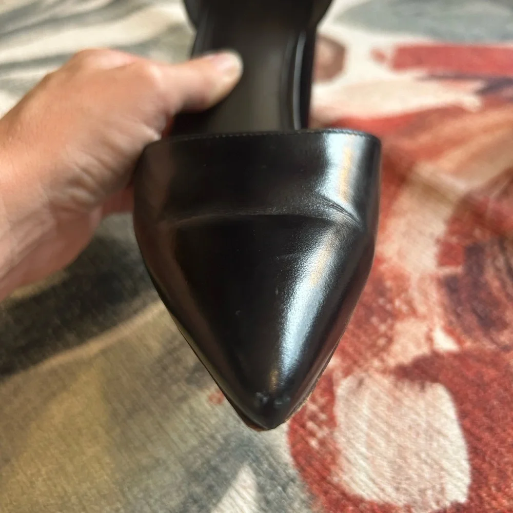 Vince Black Pointed-Toe D'Orsay Block Heel Pumps - Picture 11 of 14